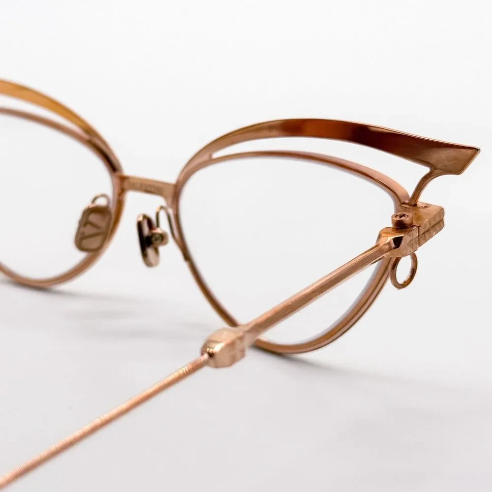 NEW VALENTINO GLASSLINER VLX-118F EYEGLASSES CAT EYE GOLD EYEWEAR WITH CHAIN